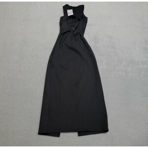 NWT Zara XS Black Maxi Dress Sleeveless Tie Back Slit Cocktail Party Bodycon